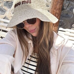 Miu Miu Beige Wide-Brim Hat